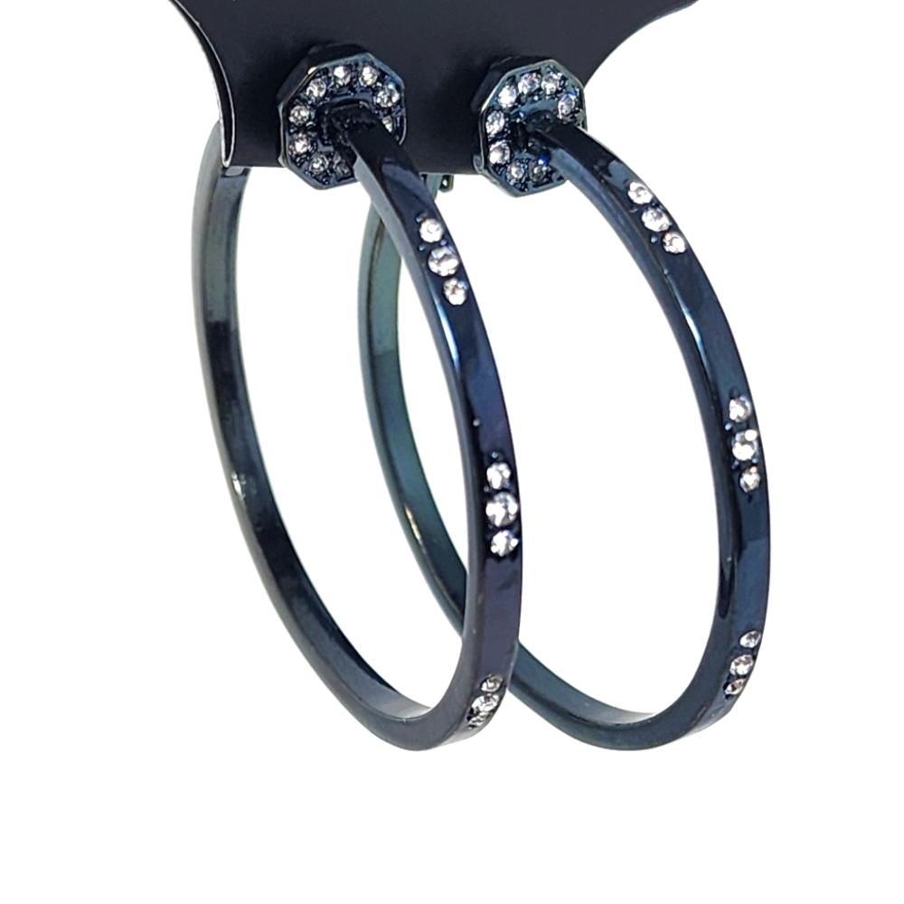 "Oilslick" Rhinestone Hoop Earrings
